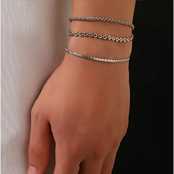 New 3 Piece Titanium Steel Bracelet Set - Picture 3 of 5